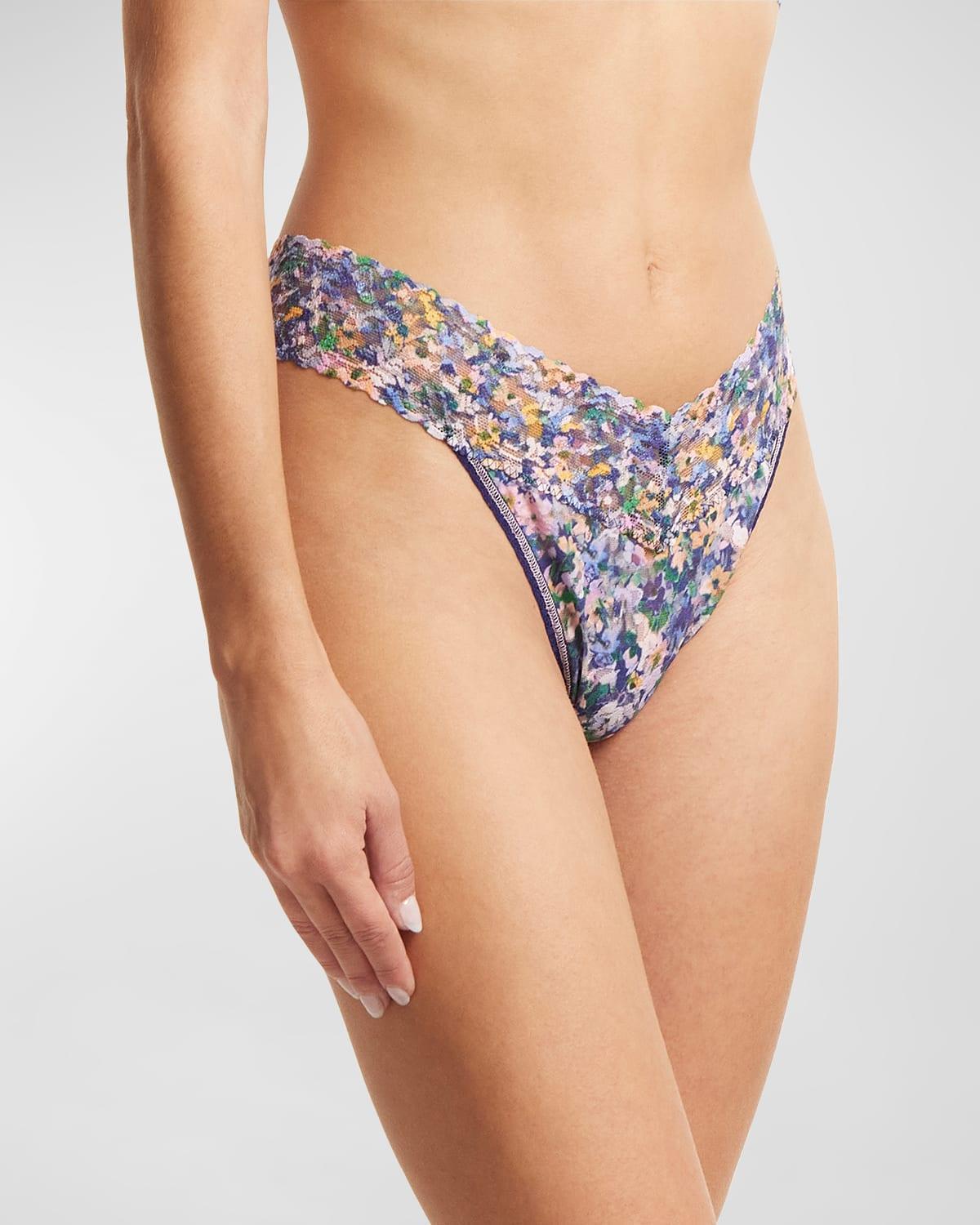 Printed Original-Rise Signature Lace Thong Product Image