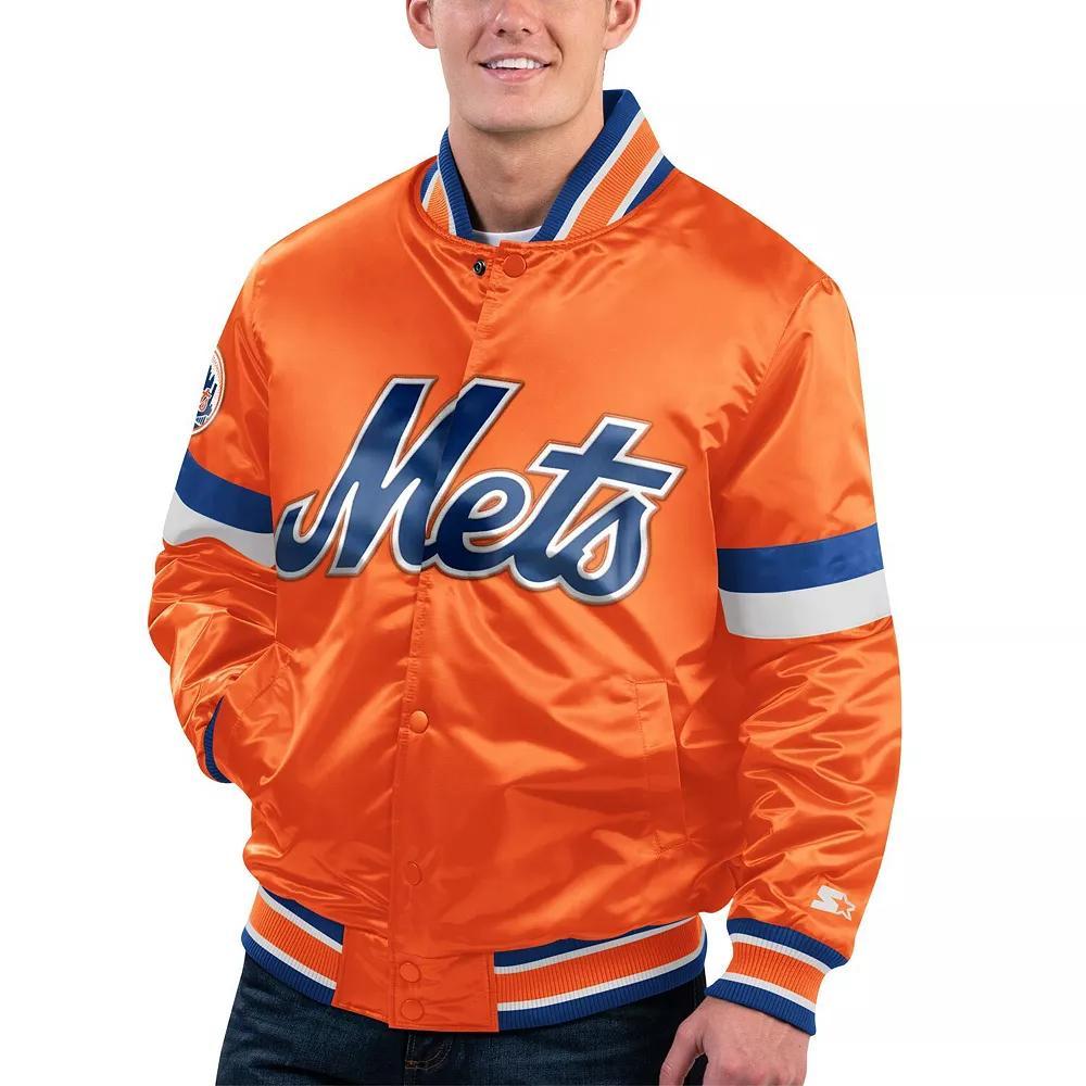 Men's Starter Orange New York Mets Home Game Satin Full-Snap Varsity Jacket, Size: 2XL Product Image