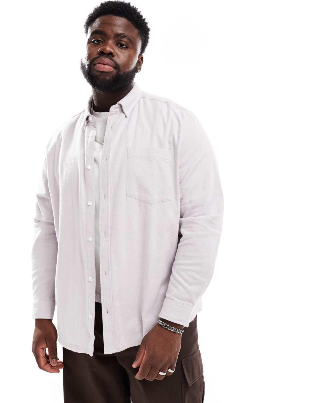 ASOS DESIGN brushed oxford shirt in purple Product Image