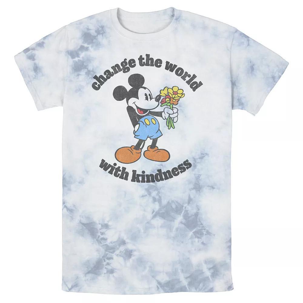 Mens Disney Mickey With Flowers Change The World With Kindness Bomabrd Wash Tee Product Image