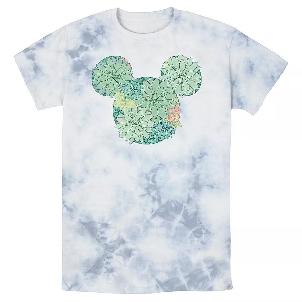 Men's Disney Mickey And Friends Mickey Succulent Fill Wash Tee, Size: Medium, White Blue Product Image