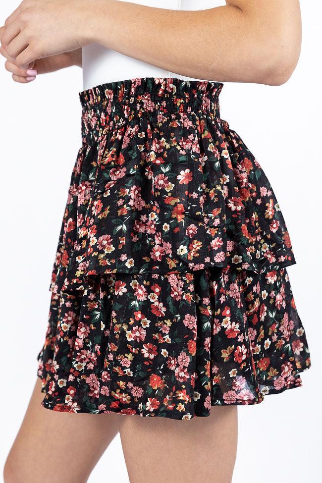 Breezy Black Floral Tiered Skort FINAL SALE Product Image