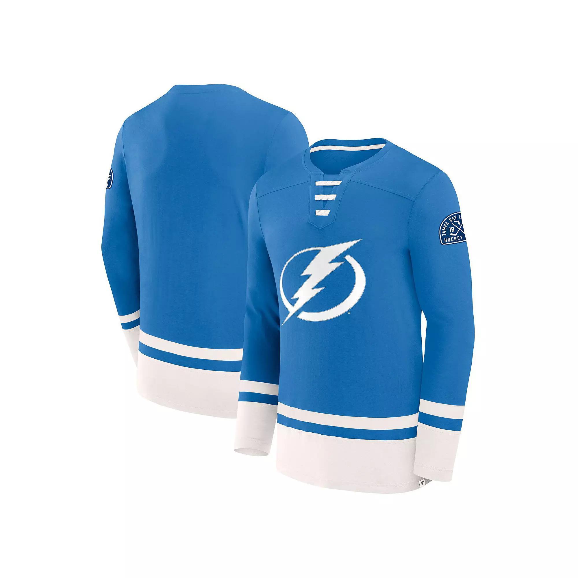 Men's Fanatics Blue Tampa Bay Lightning Lace-Up High Point Long Sleeve T-Shirt, Size: XL, Lgh Blue Product Image
