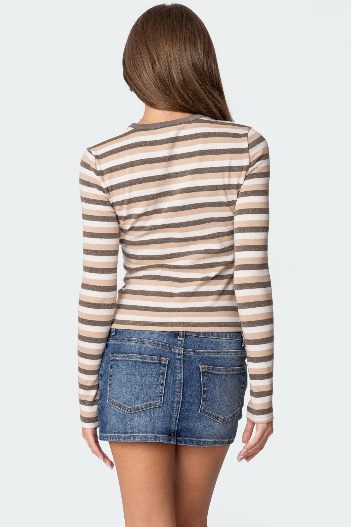 Sivan Striped Long Sleeve T Shirt Product Image