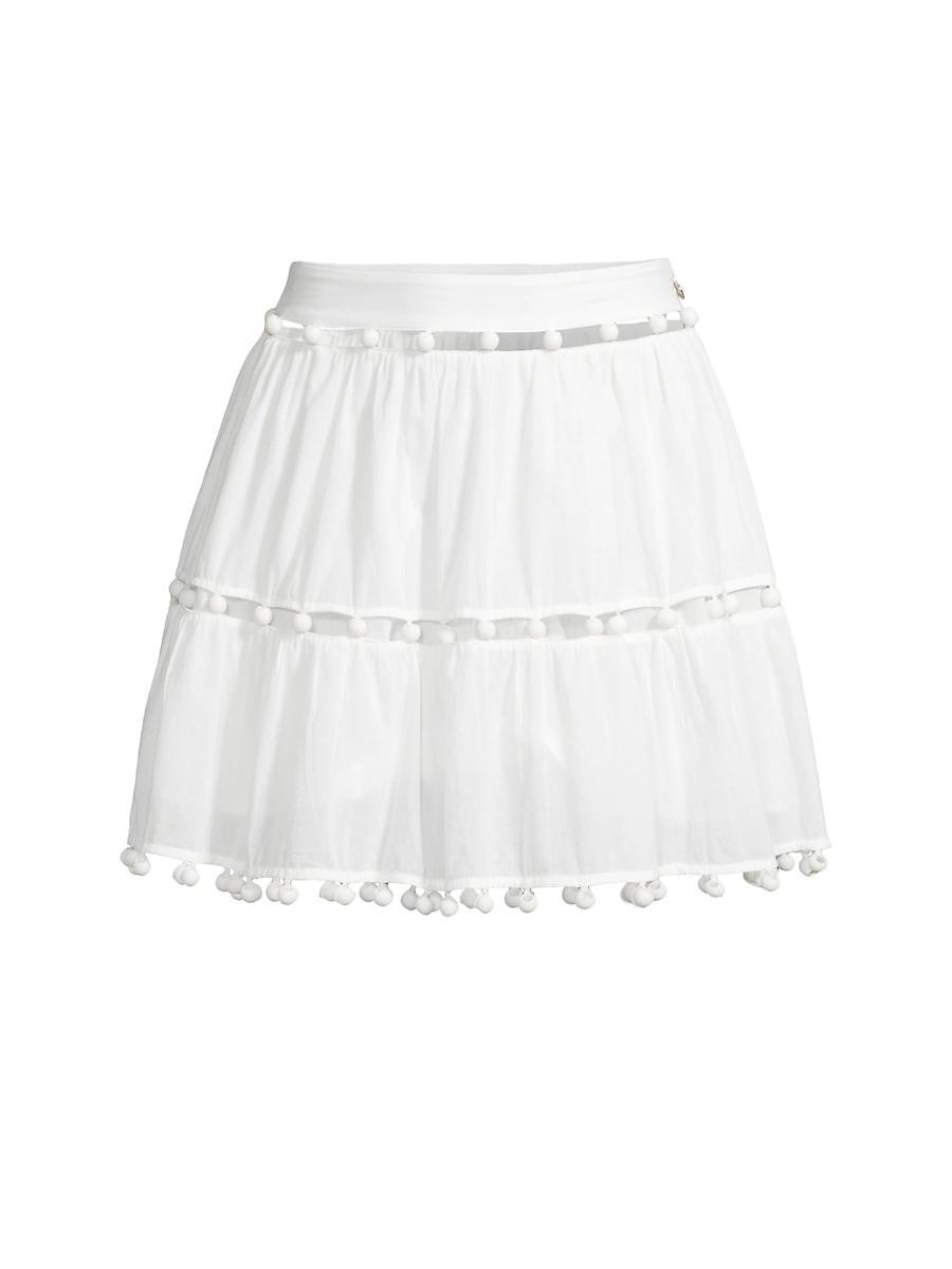 Womens Beaded Cotton Voile Miniskirt Product Image