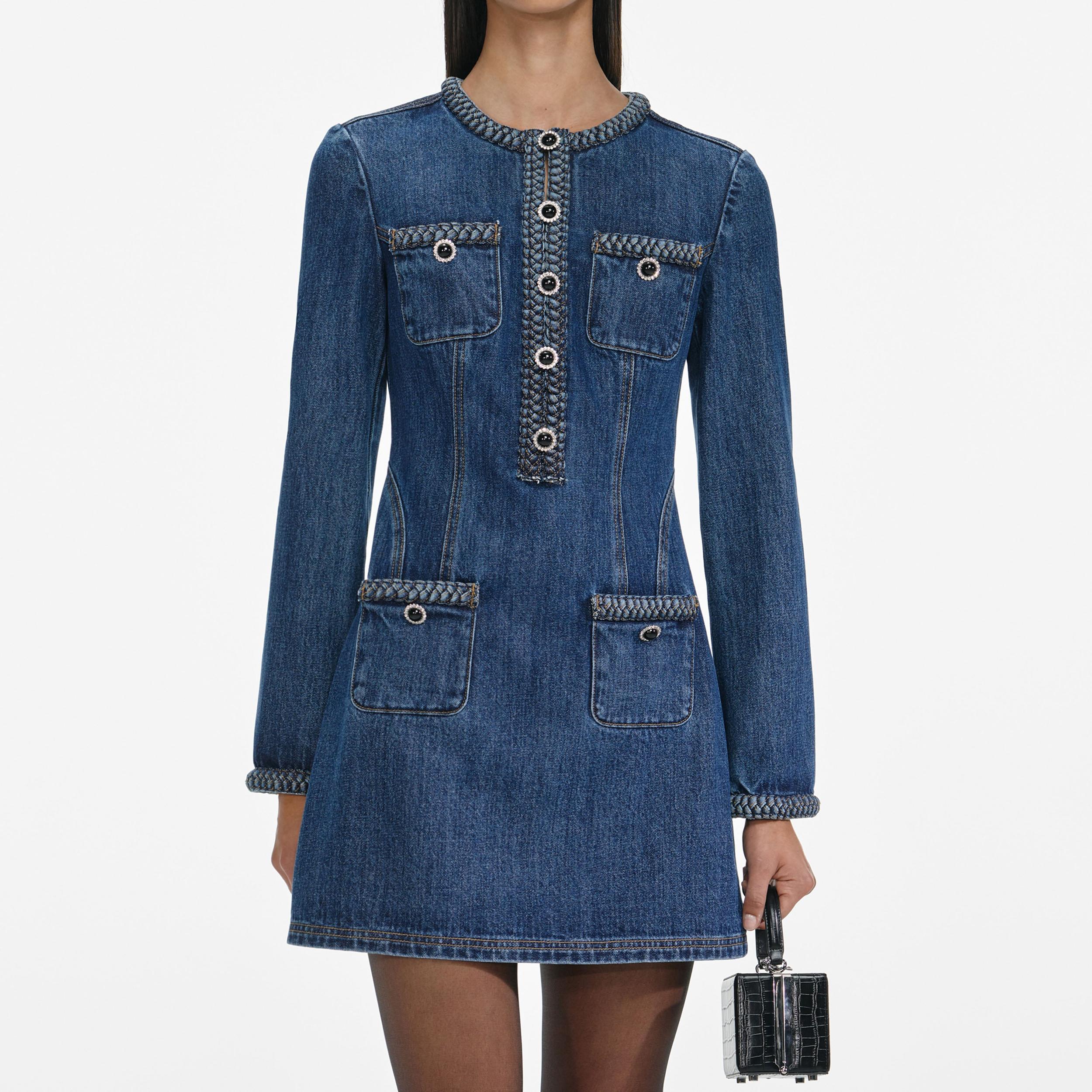 Denim Braided Mini Dress Product Image