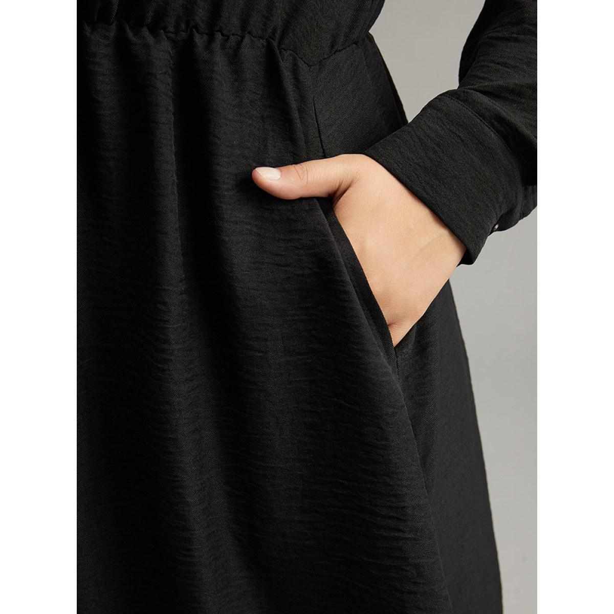 Plus Size Plaid Patchwork Button Through Pocket Dress Multicolor Women Office Contrast Shirt collar Long Sleeve Curvy Midi Dress BloomChic 28/5X Product Image