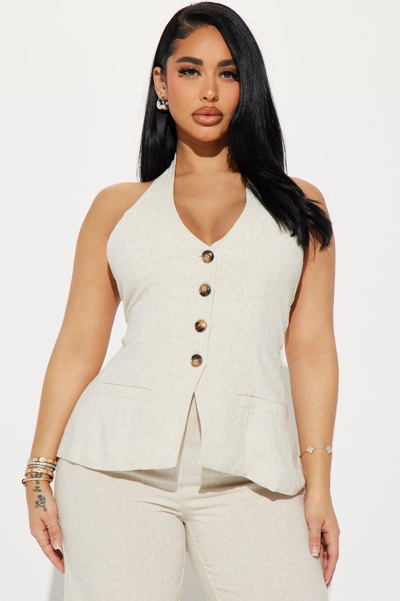 Cece Linen Pant Set - Taupe Product Image