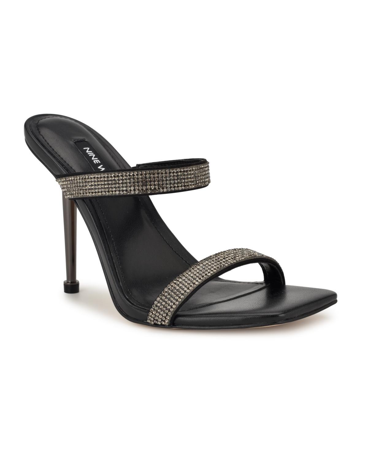 Nine West Yogirl Women's Square Toe Slip-On Dress Sandals, Size: 10, Black Shimmer Product Image