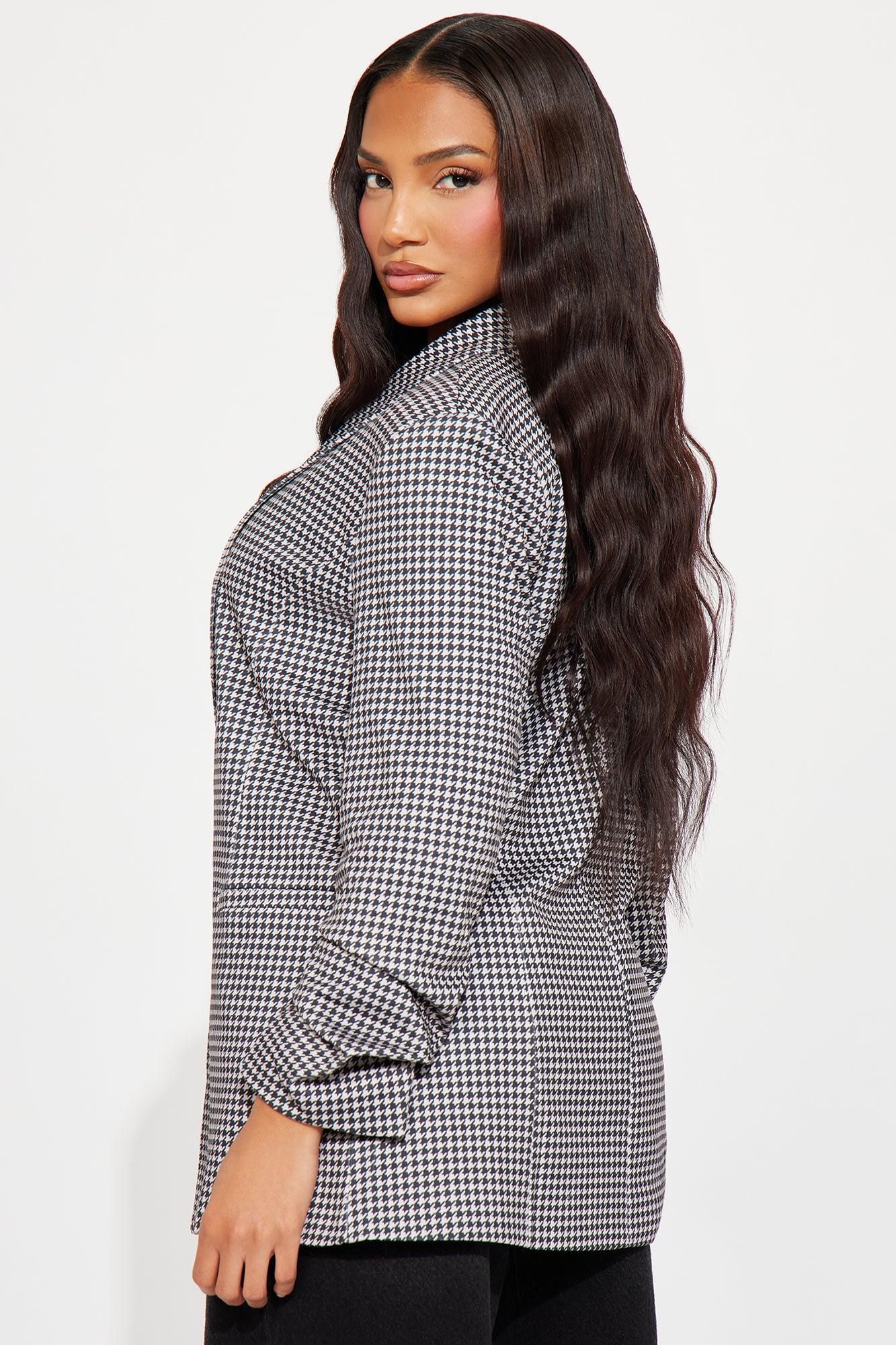 Laurel Houndstooth Celine Blazer - Black/White Product Image
