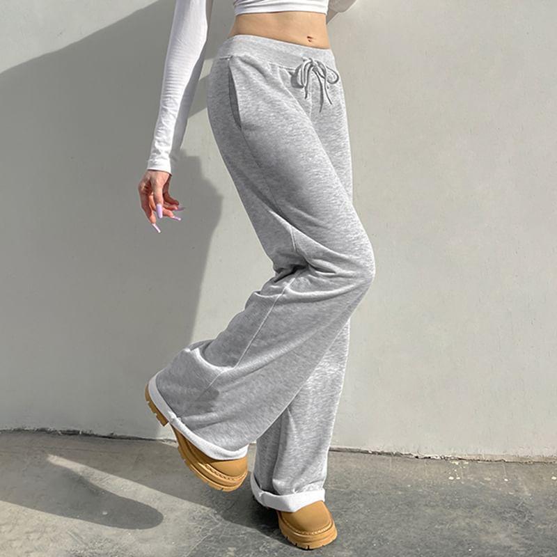 Drawstring Waist Melange Loose Fit Sweatpants Product Image