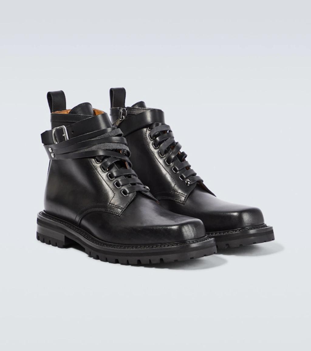 DRIES VAN NOTEN Leather Combat Boots In Black Product Image