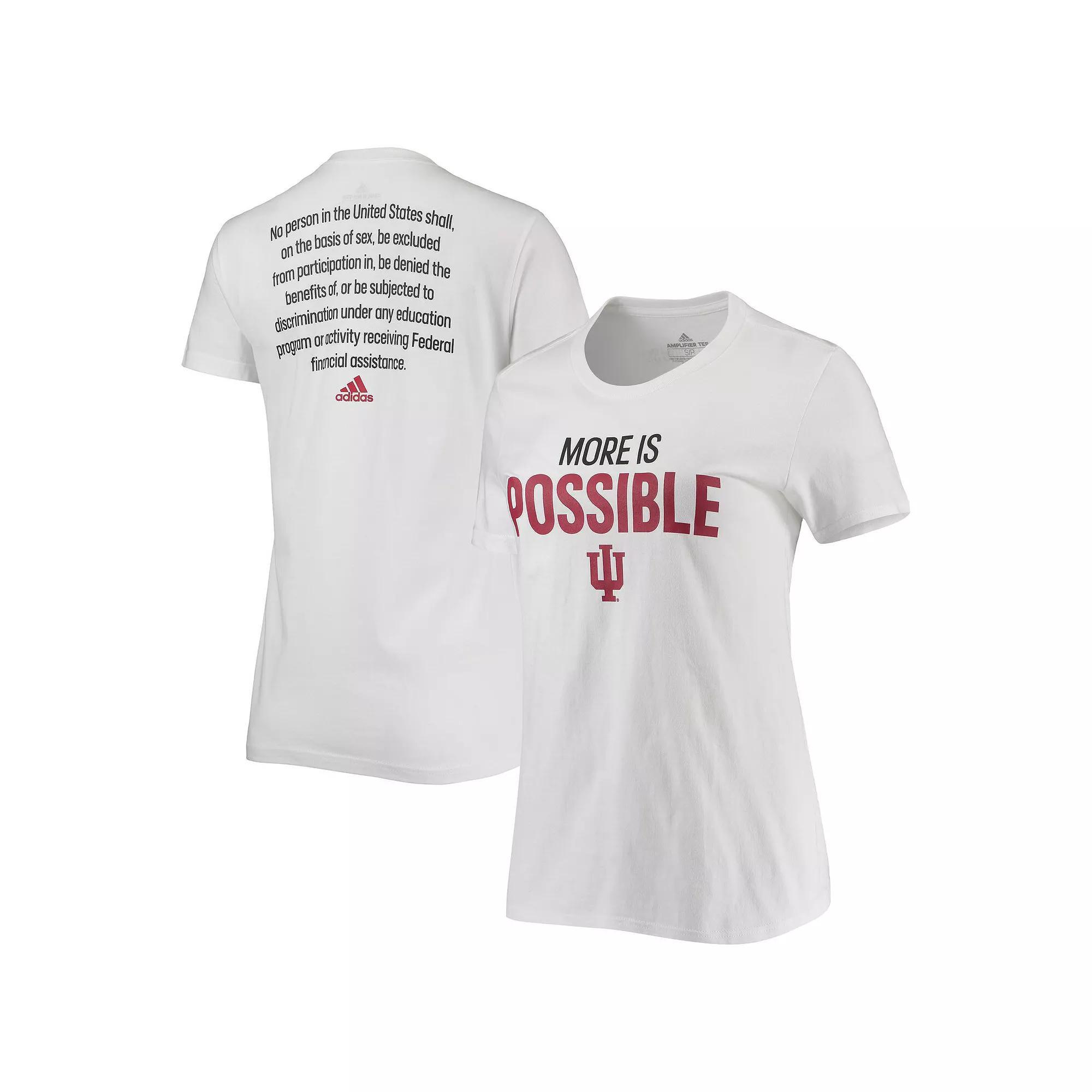 Women's adidas White Indiana Hoosiers More Is Possible T-Shirt, Size: Medium Product Image