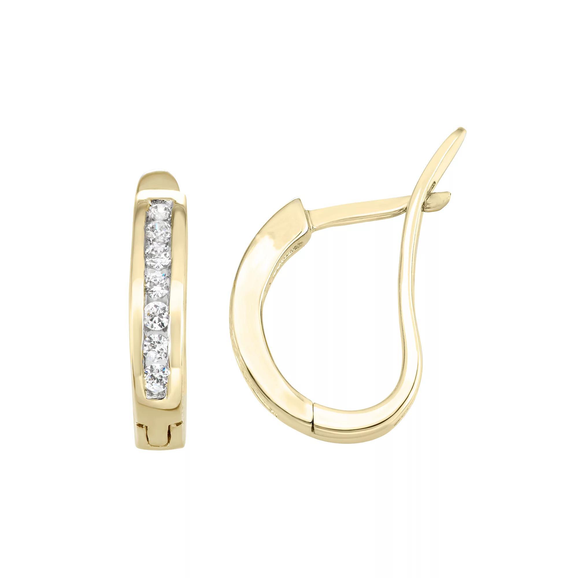 10k Gold 1/4 Carat T.W. Diamond Huggy Hoop Earrings, Women's, 10k White Gold Product Image