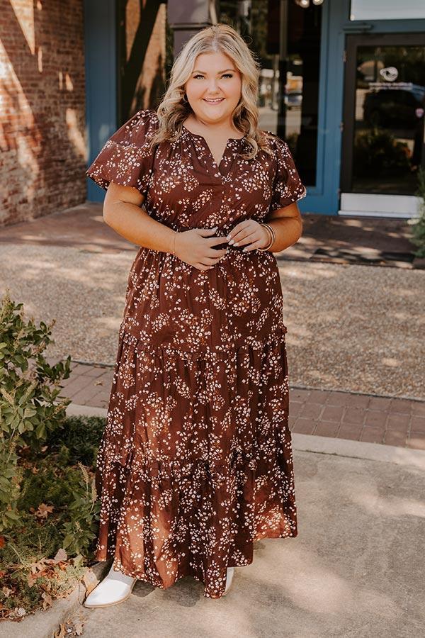 Polished Perfection Floral Maxi Dress in Dark Chocolate Curves Product Image