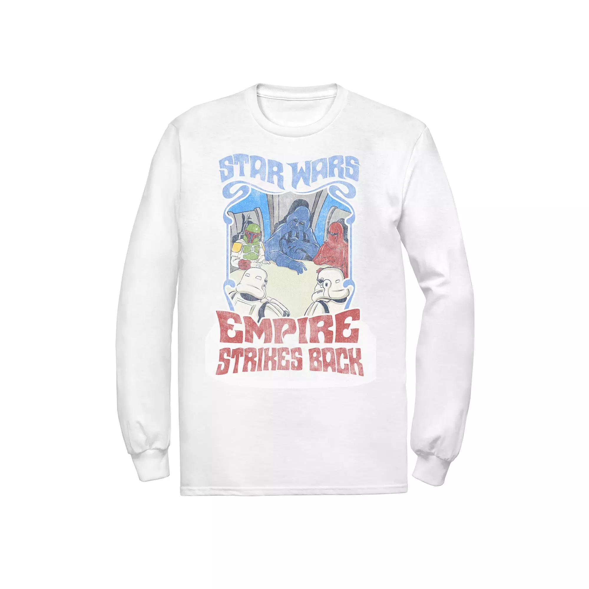 Men's Star Wars Empire Strikes Back Dark Side Meeting Long Sleeve Graphic Tee, Size: Large, White Product Image