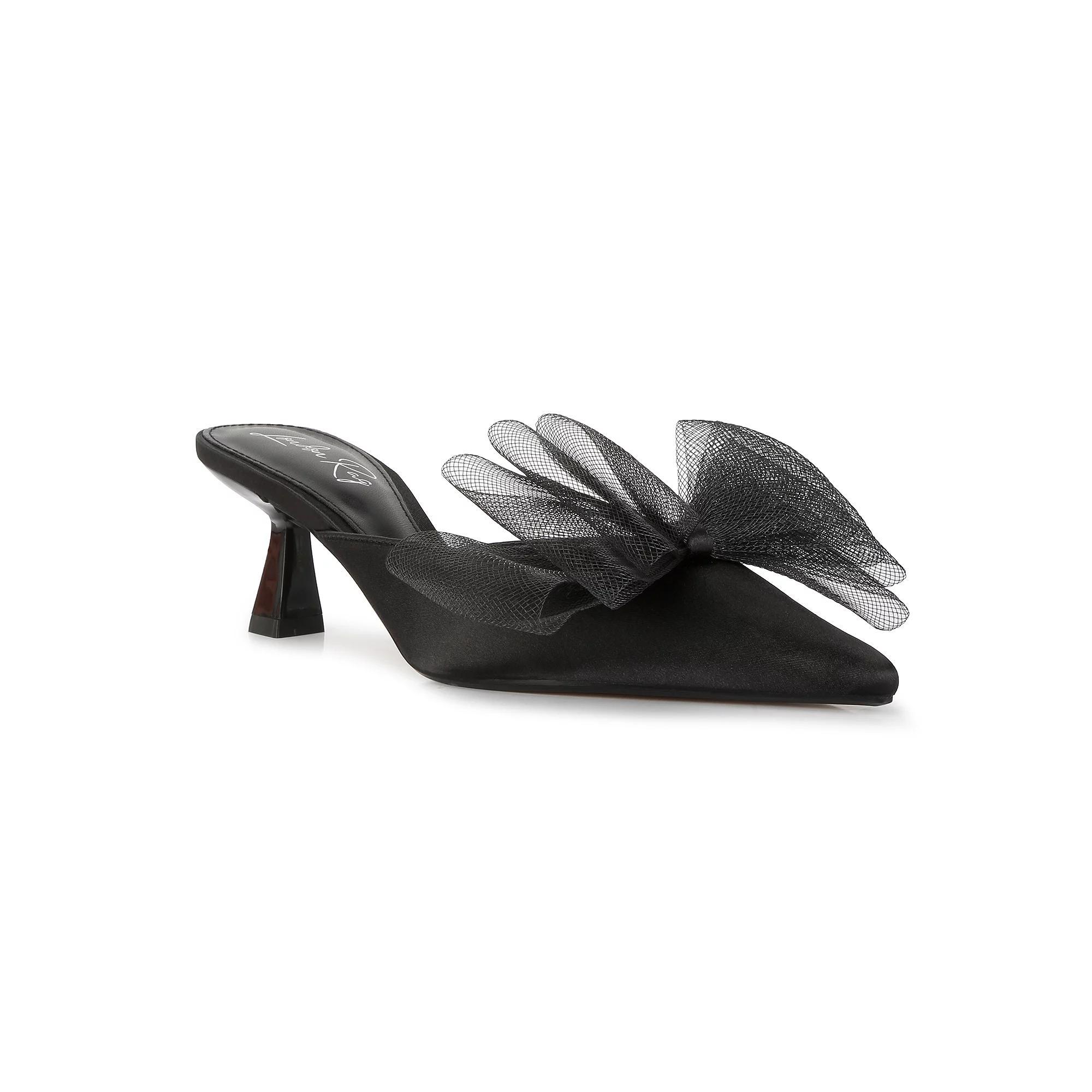 London Rag Asma Organza Women's Heeled Mules, Size: 7, Black Product Image