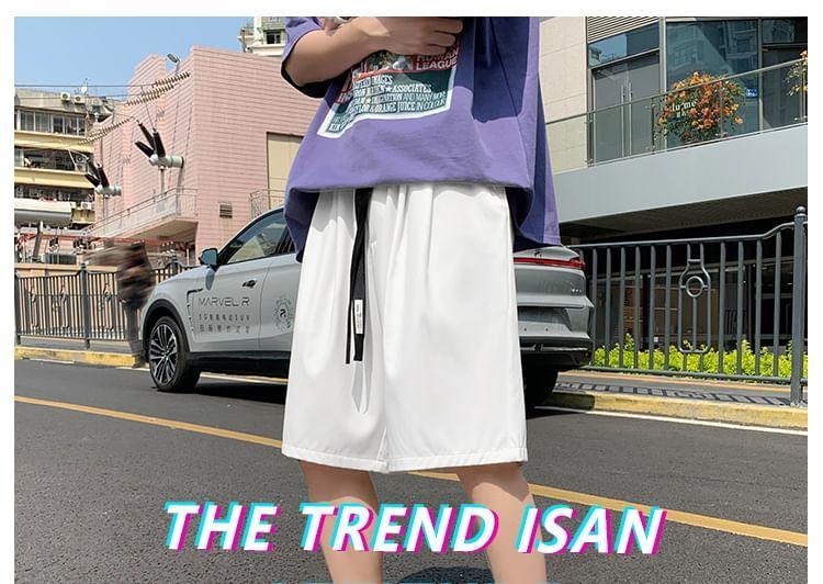 Drawstring Waist Plain Shorts Product Image