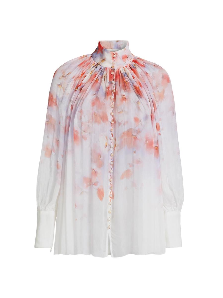 Womens Crush Floral Smocked Shirt Product Image