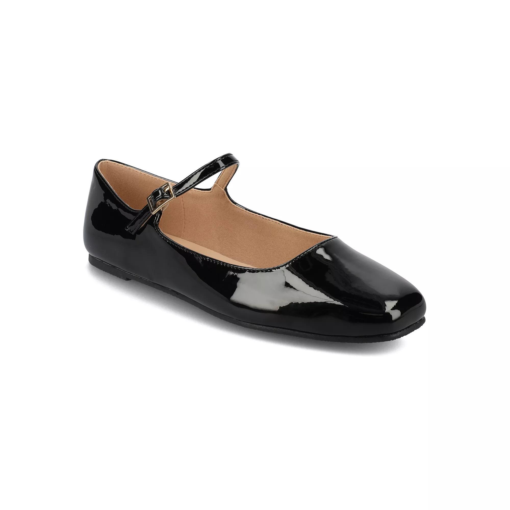 Journee Carrie Women's Mary Jane Flats, Size: 6.5, Black Patent Product Image