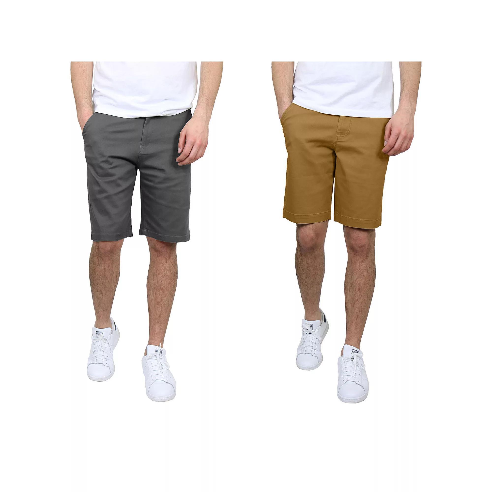 Men's Galaxy 10.5" 5-Pocket Flat-Front Slim-Fit Stretch Chino Shorts 2-Pack, Size: 30, Gray Timber Product Image