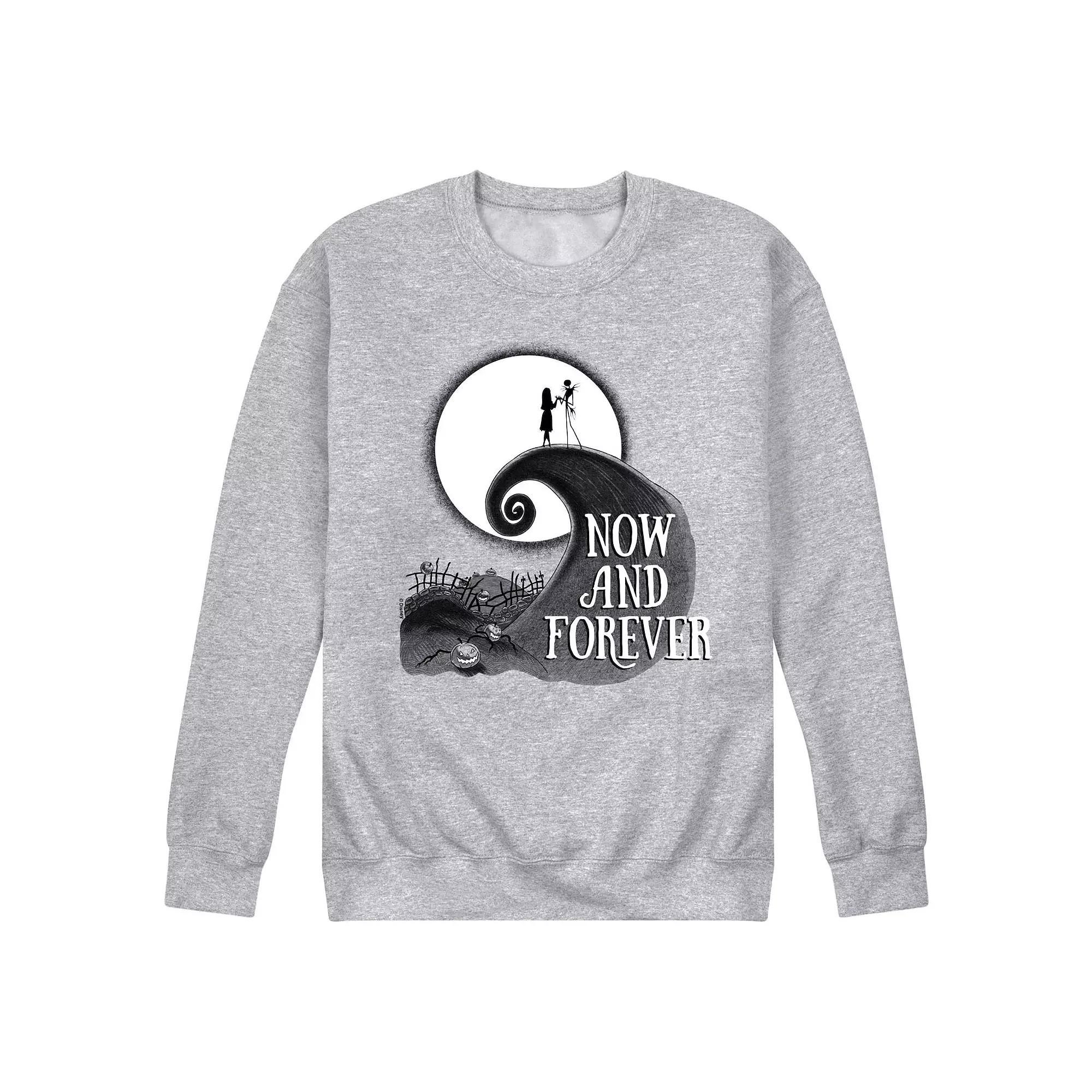 Disneys Nightmare Before Christmas Jack Sally Mens Fleece Sweatshirt Grey Gray Product Image