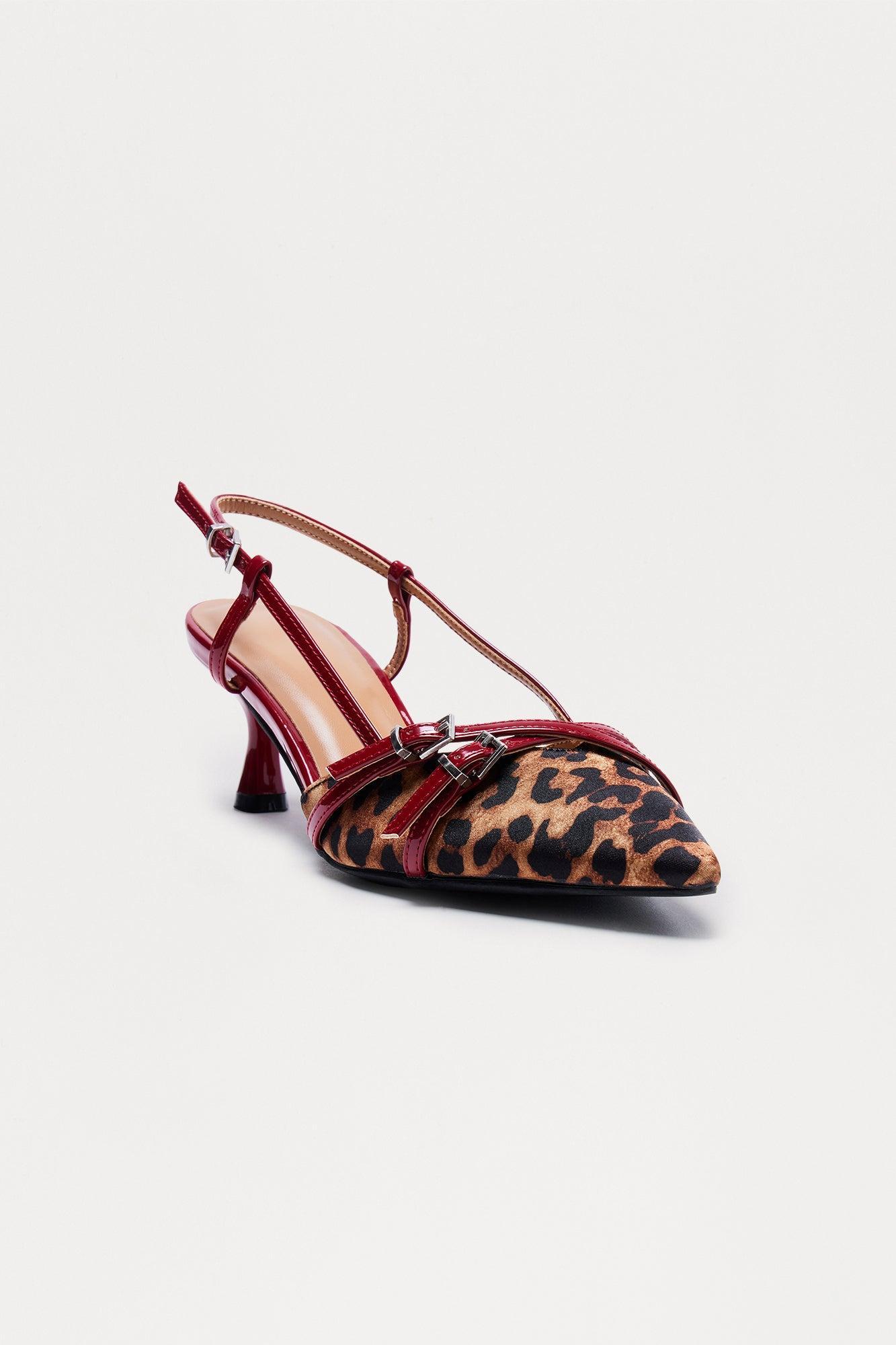 Ora Slingback Kitten Heel Pumps - Leopard Product Image