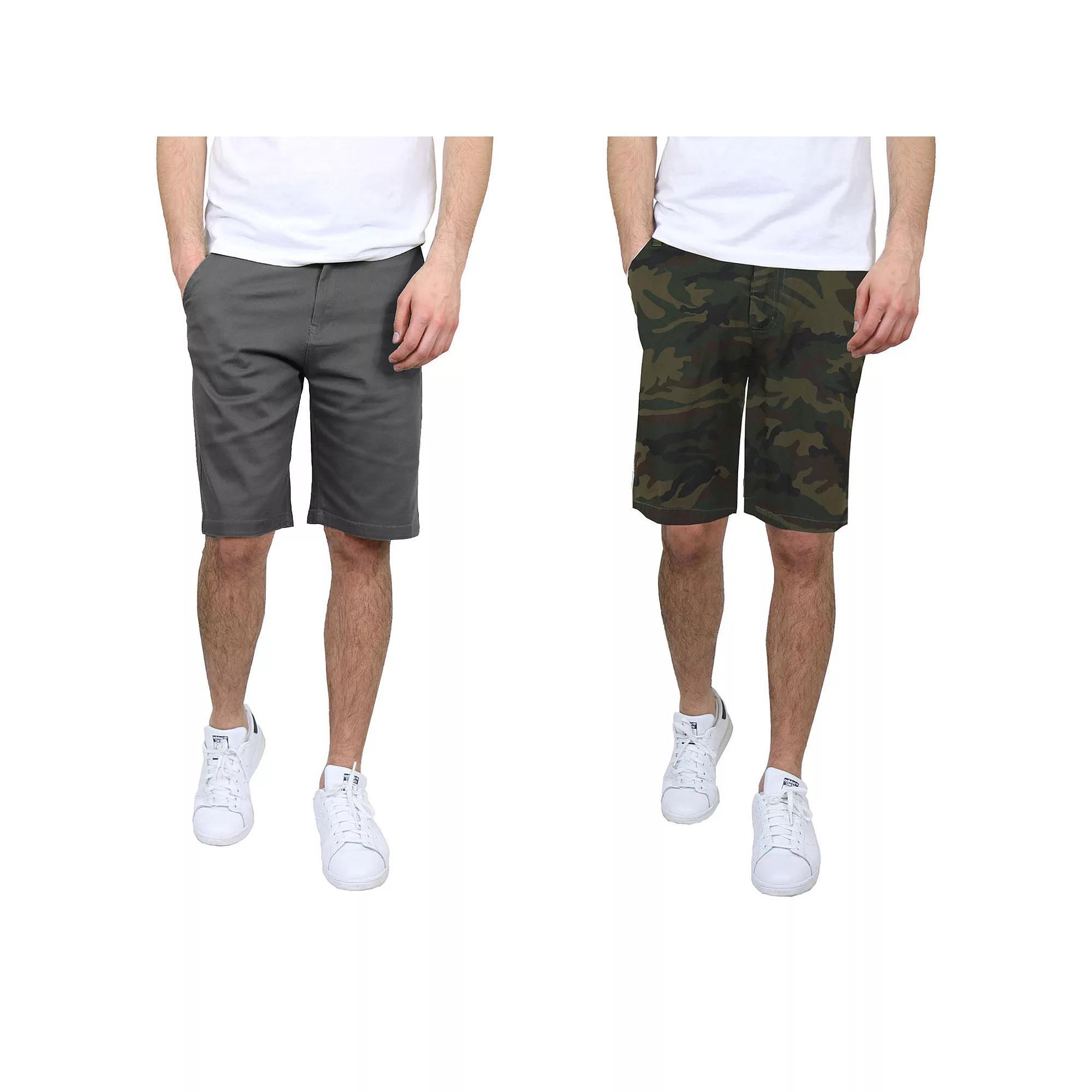 Men's Galaxy 10.5" 5-Pocket Flat-Front Slim-Fit Stretch Chino Shorts 2-Pack, Size: 30, Gray Woodland Product Image