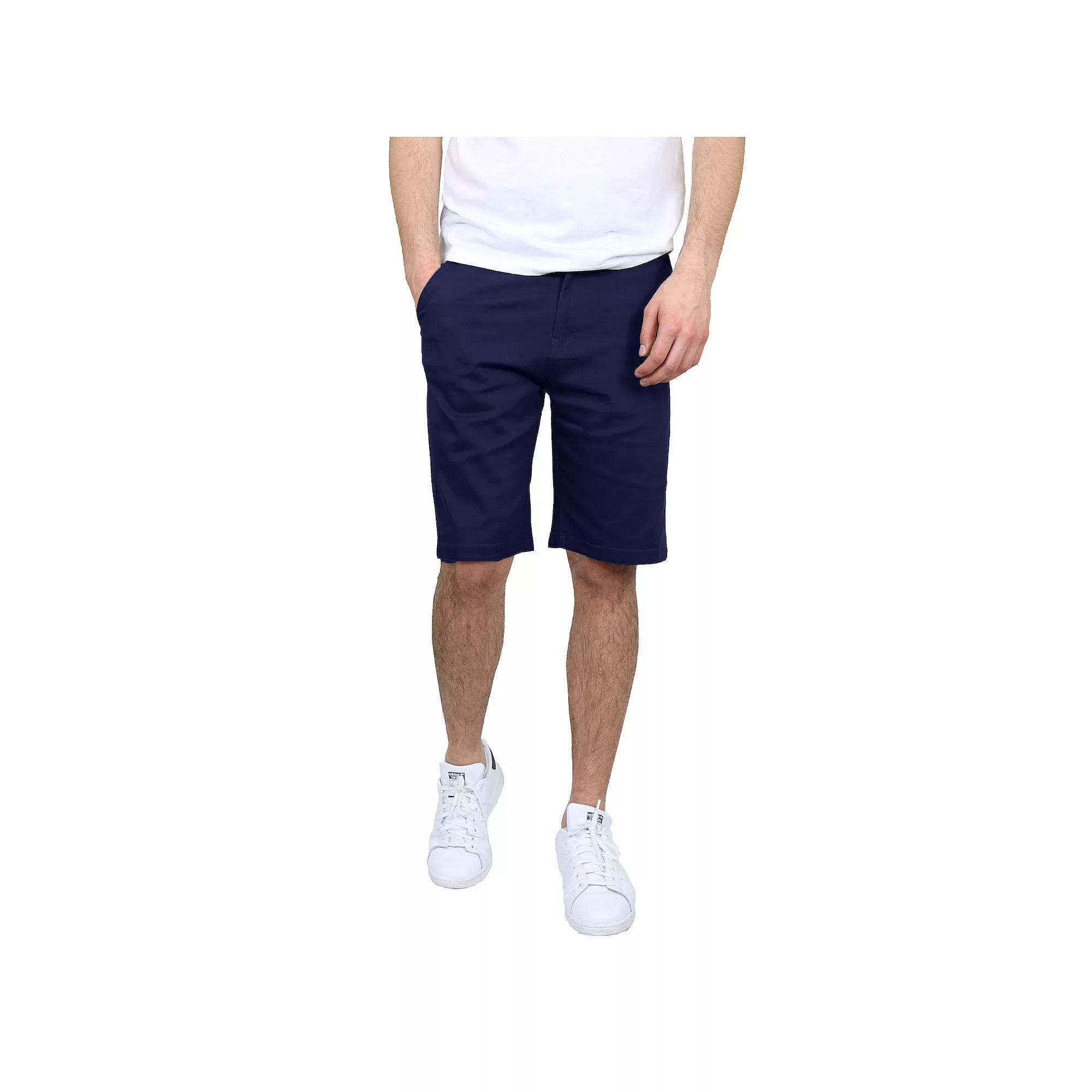 Men's Galaxy by Harvic 10.5" 5-Pocket Flat-Front Slim-Fit Stretch Chino Shorts, Size: 34, Blue Product Image