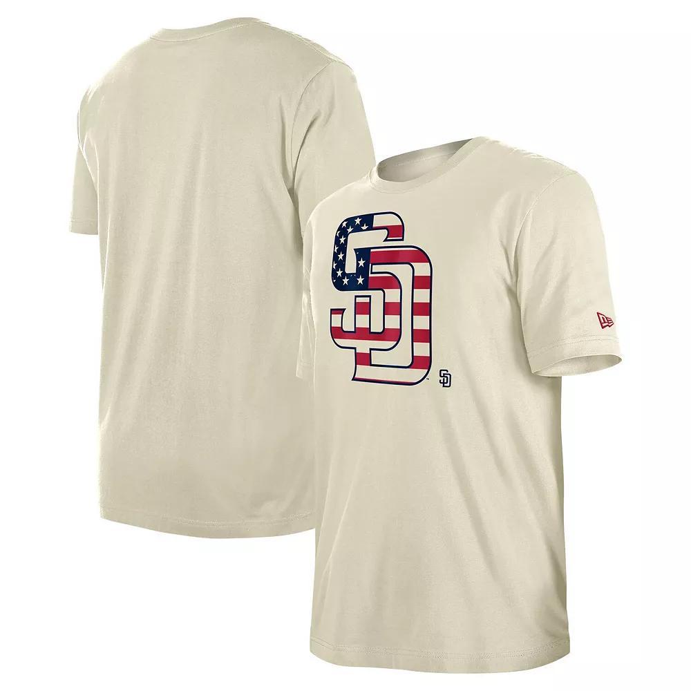 Men's New Era Cream San Diego Padres 4th of July Flag Fill T-Shirt, Size: XL, Beige Product Image