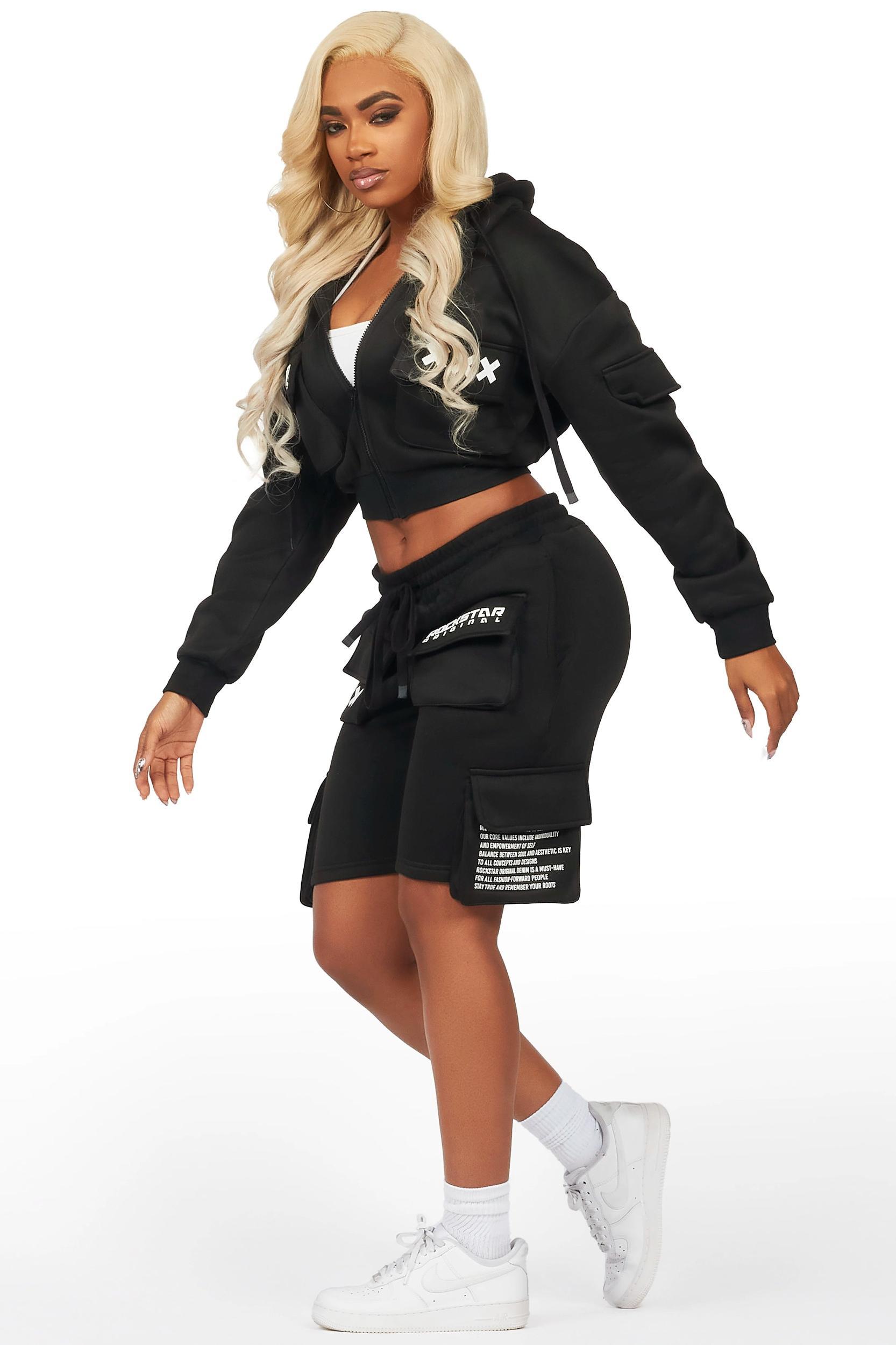 Natanya Black Cargo Short Set Female Product Image