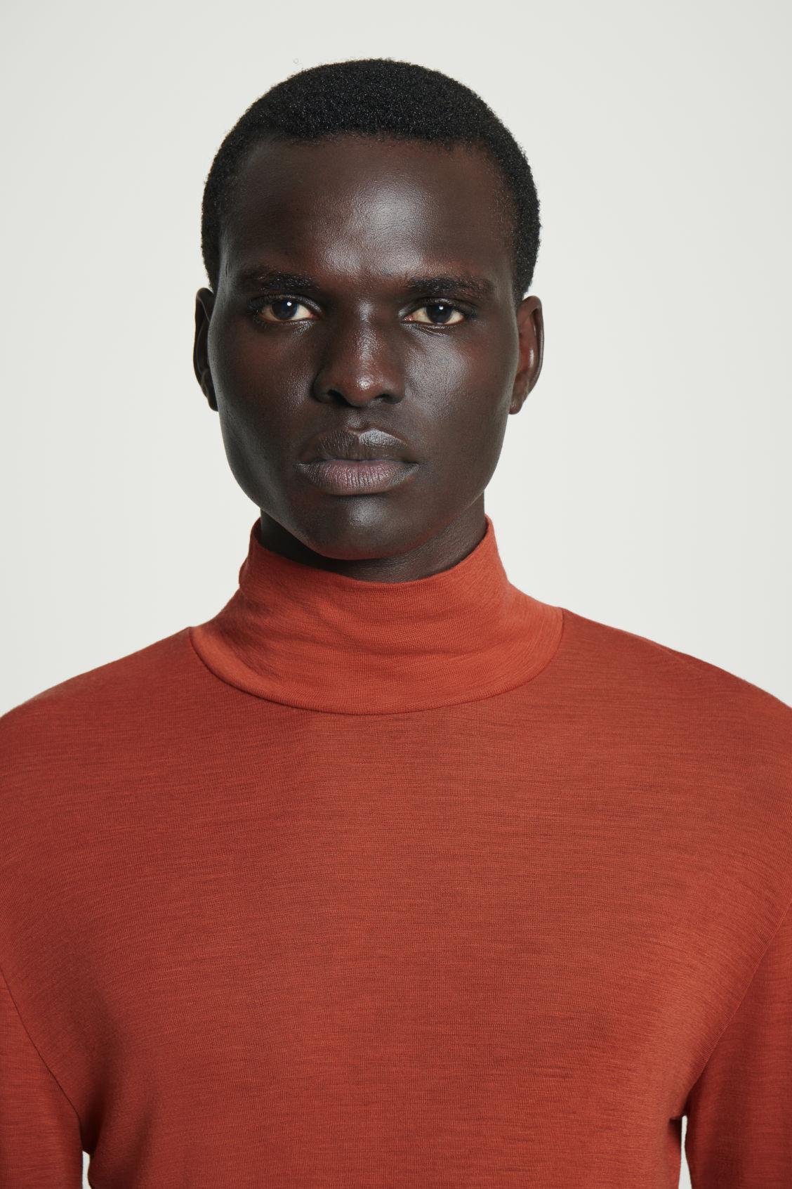 SLIM WOOL-JERSEY ROLLNECK TOP Product Image
