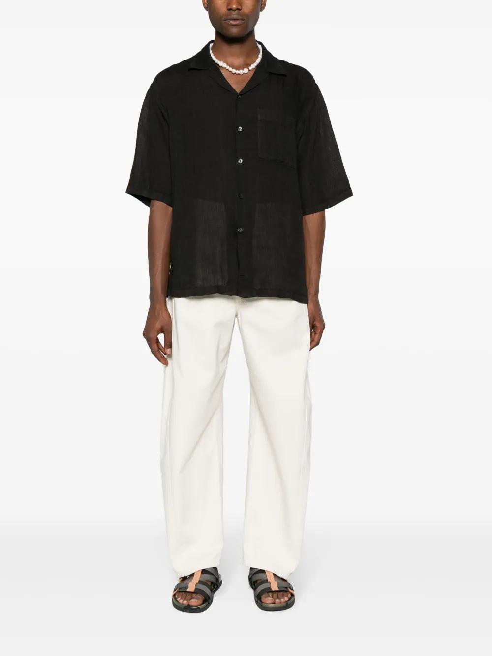camp-collar linen shirt Product Image