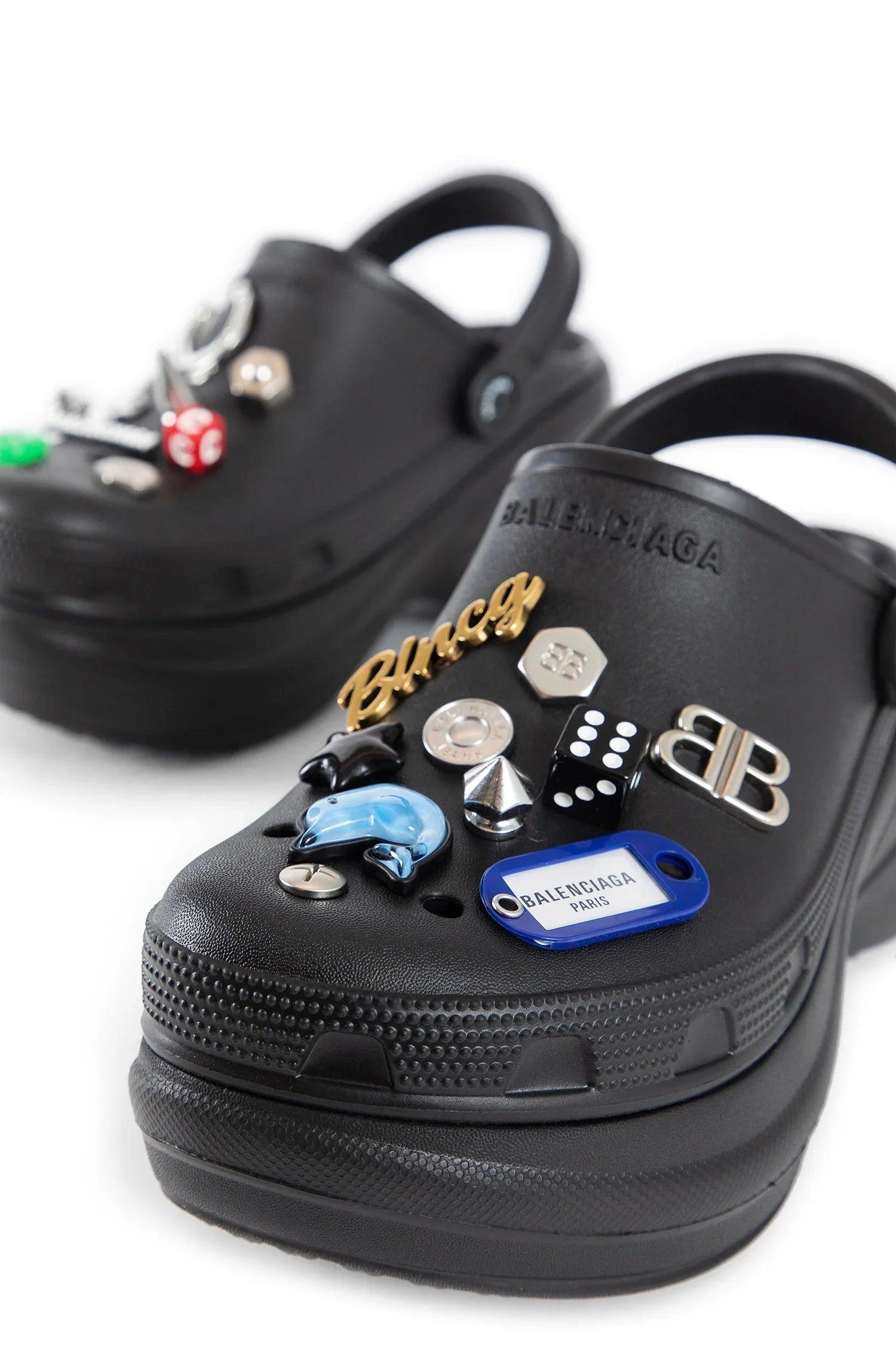 BALENCIAGA Platform Sandals Embellished Ventilation Holes In Black Product Image