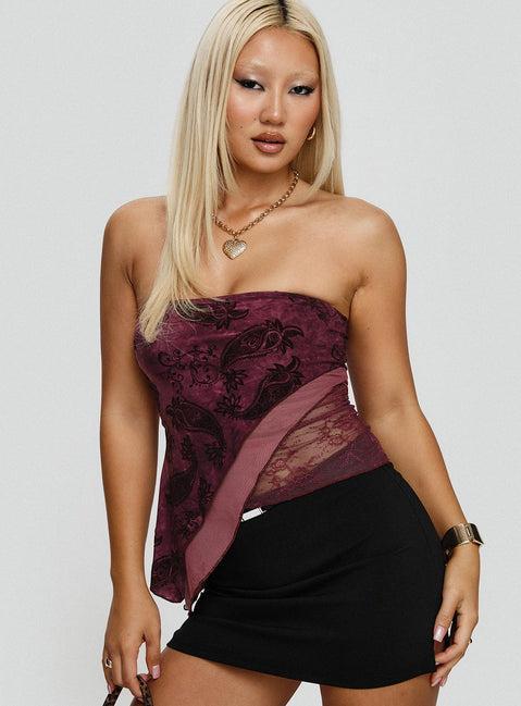 Lourde Strapless Top Wine Product Image