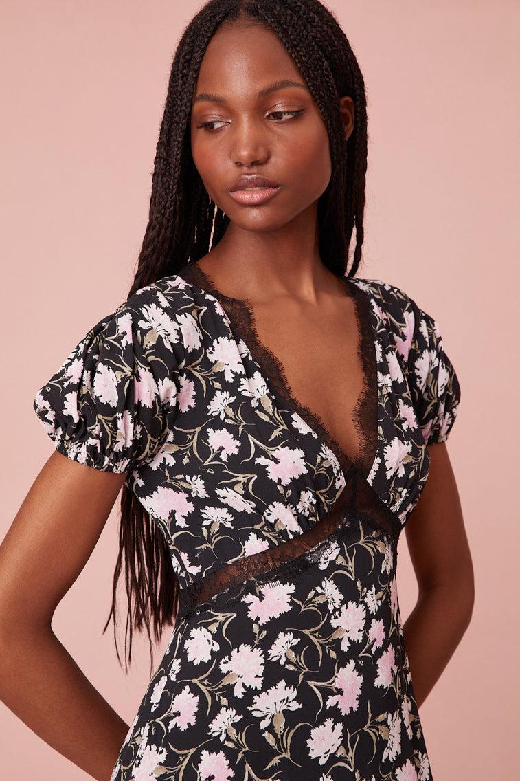 Aurelle Floral Lace Midi Dress Product Image