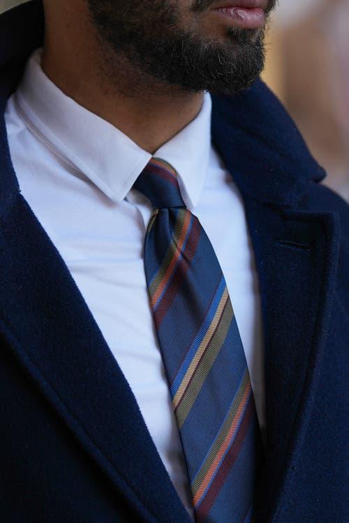 Elizabetta Battisti - Extra Long Silk Jacquard Tie for Men in Navy at Nordstrom Product Image