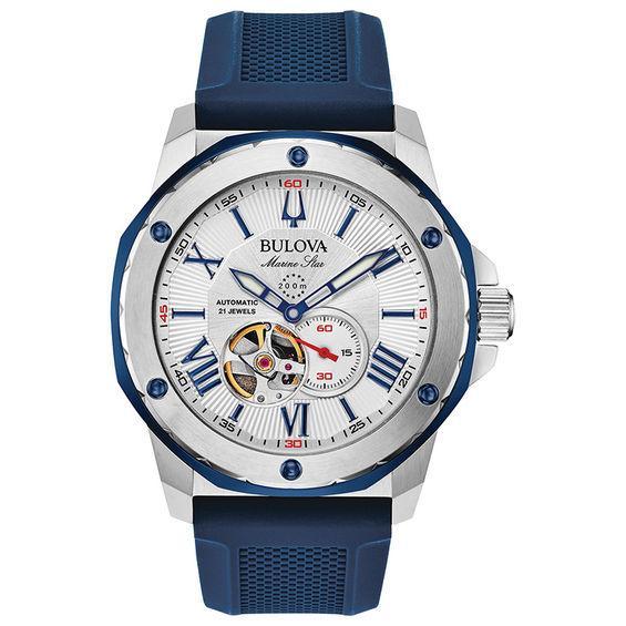 Bulova Mens Marine Star Automatic Gold Tone Stainless Steel Bracelet Watch - 97A174 Product Image