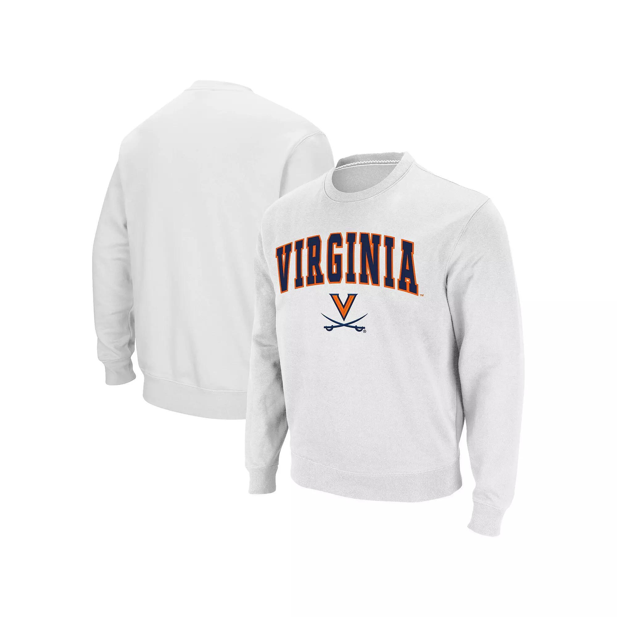 Men's Colosseum White Virginia Cavaliers Team Arch & Logo Tackle Twill Pullover Sweatshirt, Size: XL Product Image