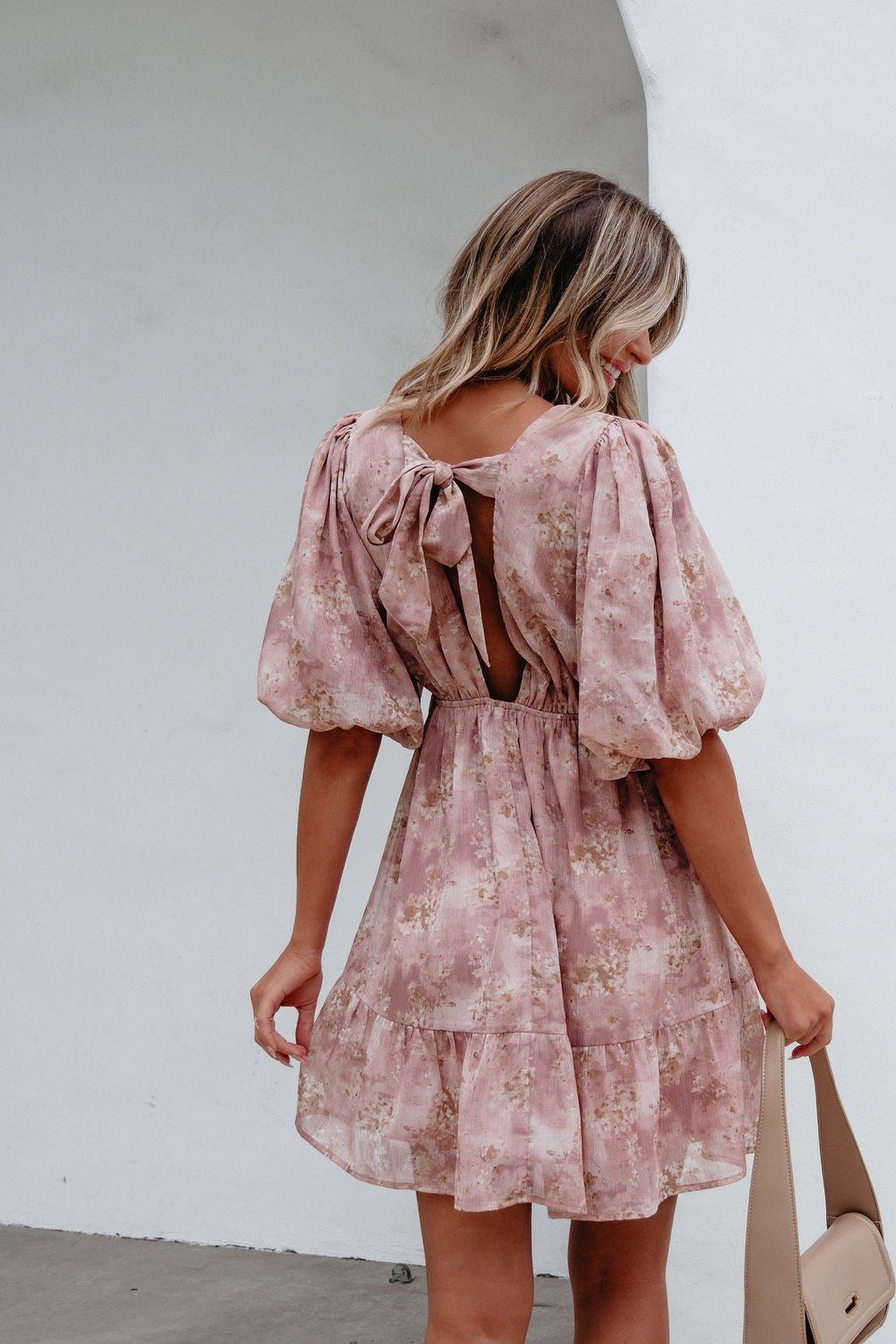 Blush Floral Print Mini Dress - FINAL SALE Product Image
