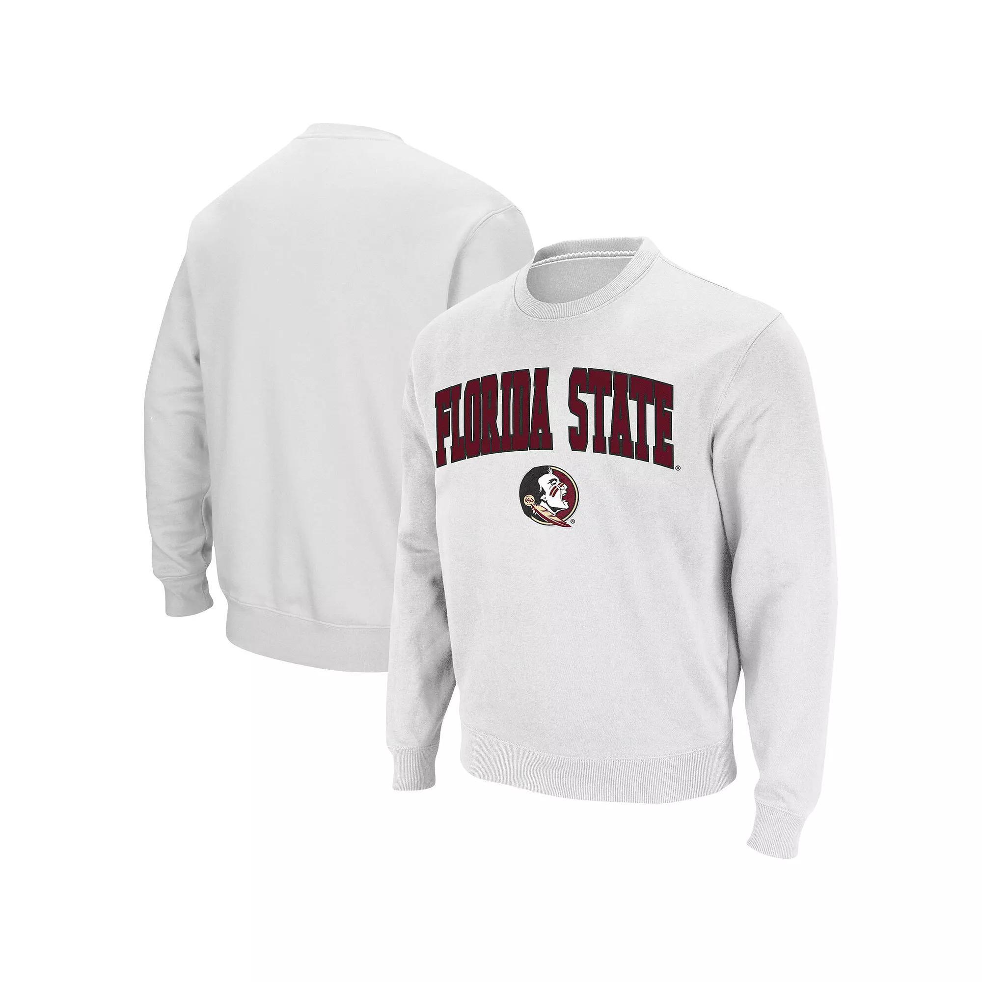Men's Colosseum White Florida State Seminoles Arch & Logo Tackle Twill Pullover Sweatshirt, Size: 2XL Product Image