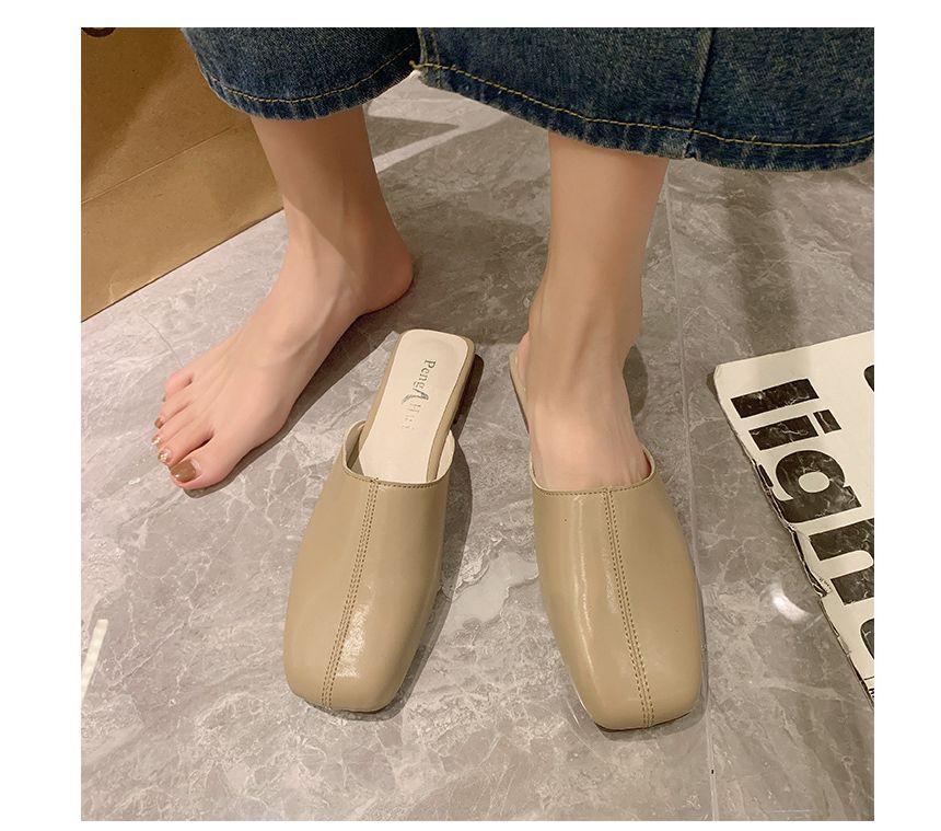 Faux Leather Square-Toe Mules Product Image