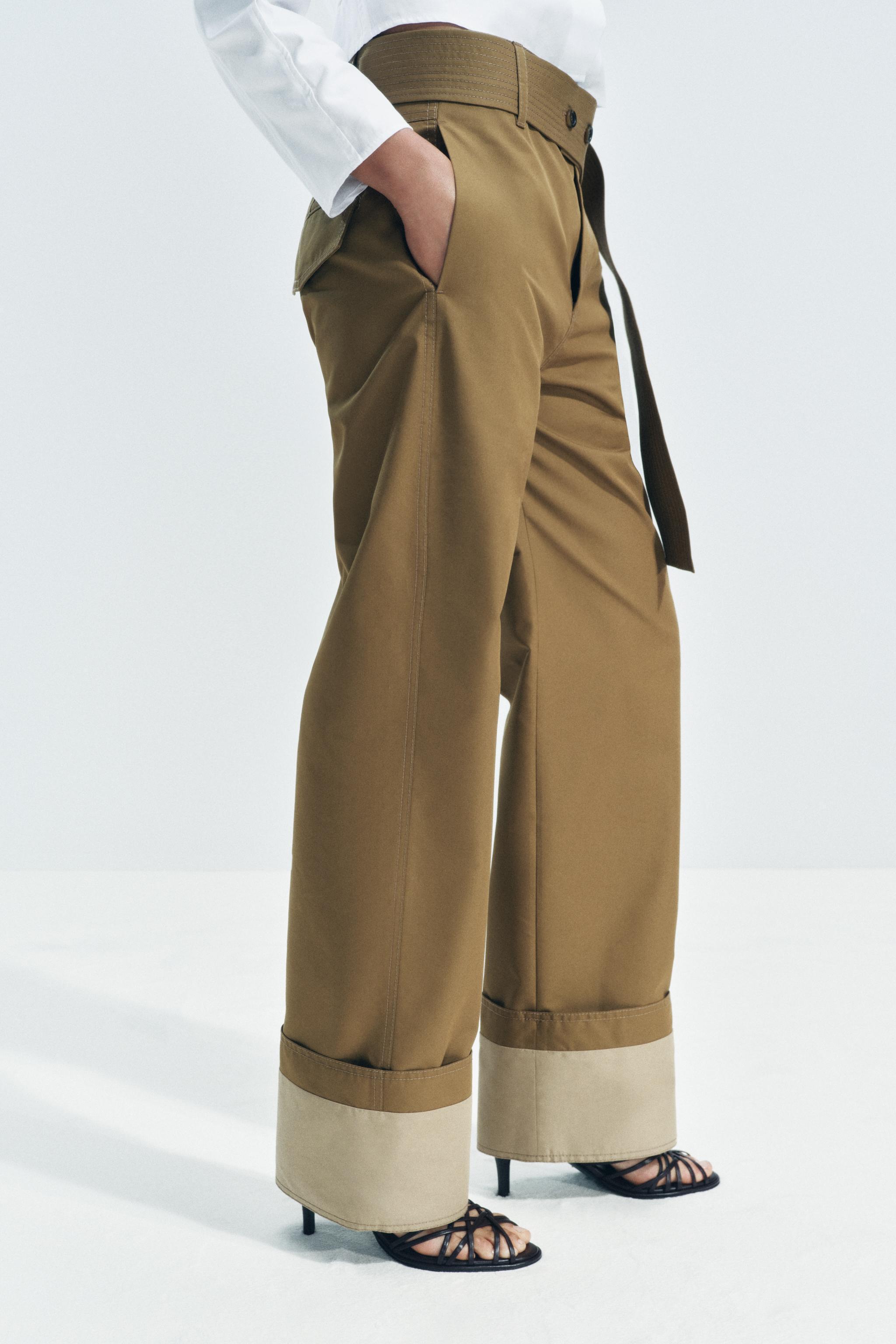 BELTED TWILL PANTS ZW COLLECTION Product Image