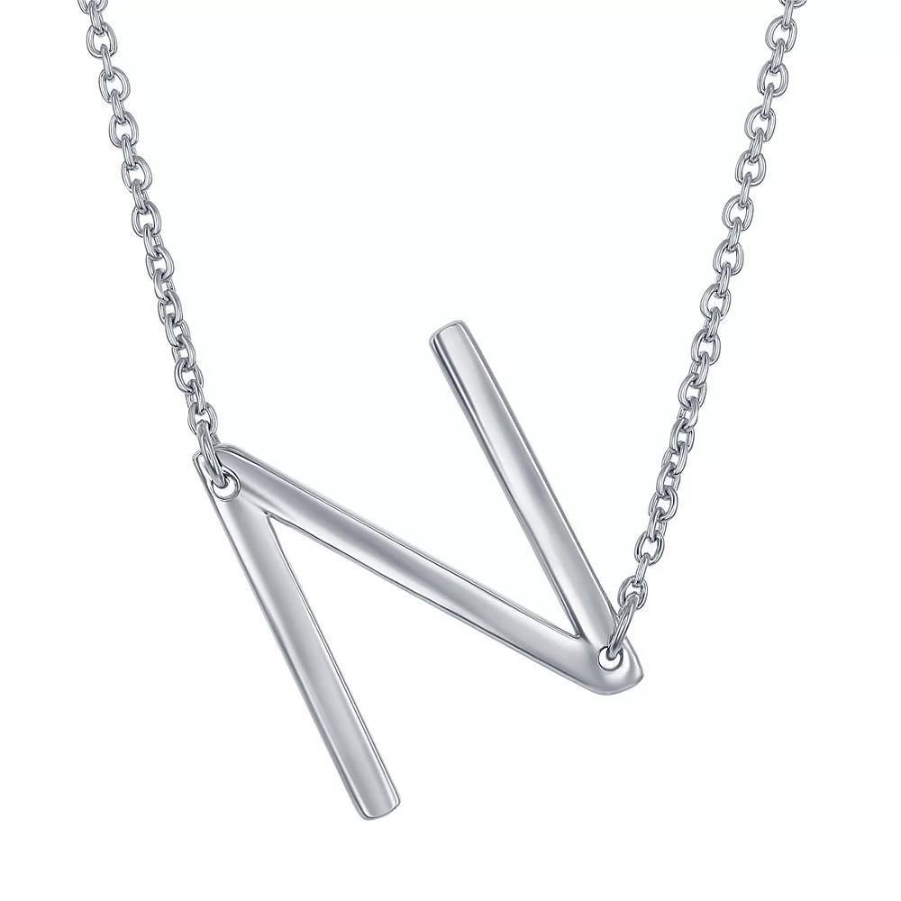 Sterling Silver Sideways Initial Necklace, Womens Sterling B Product Image