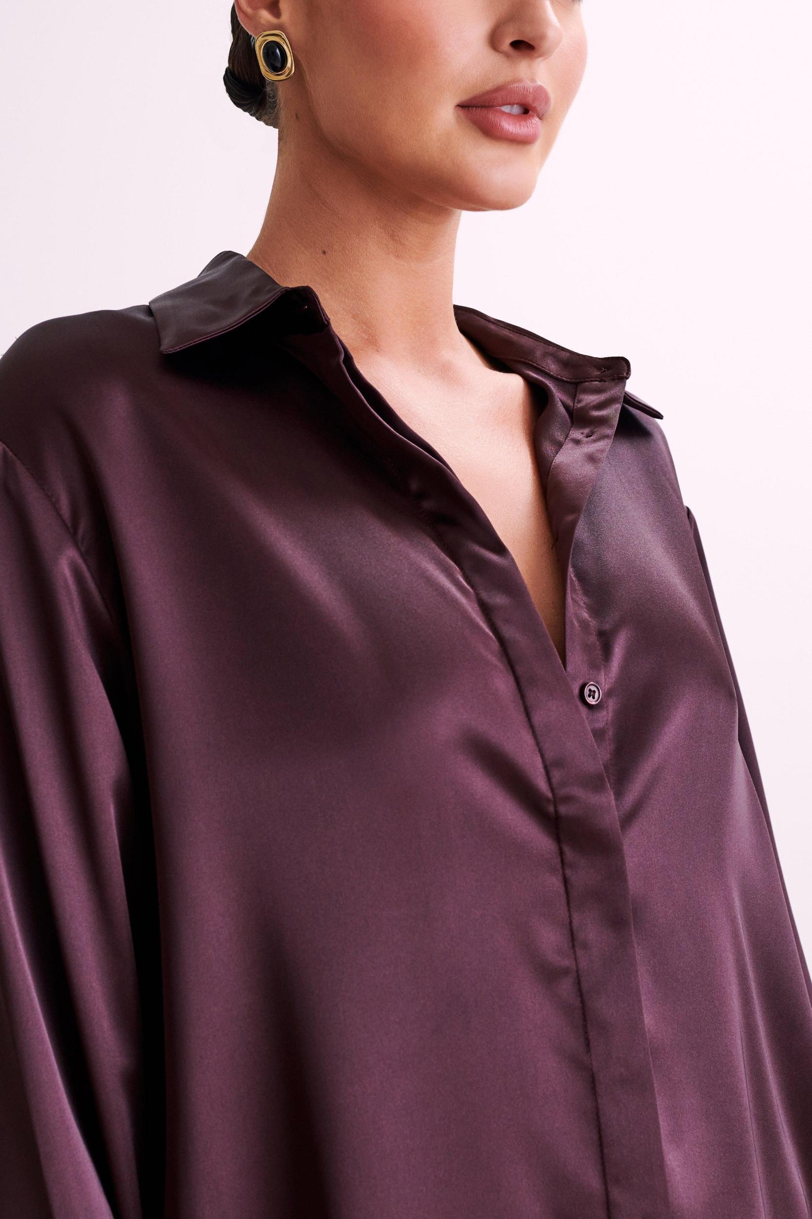 Nori Satin Shirt - Plum Product Image