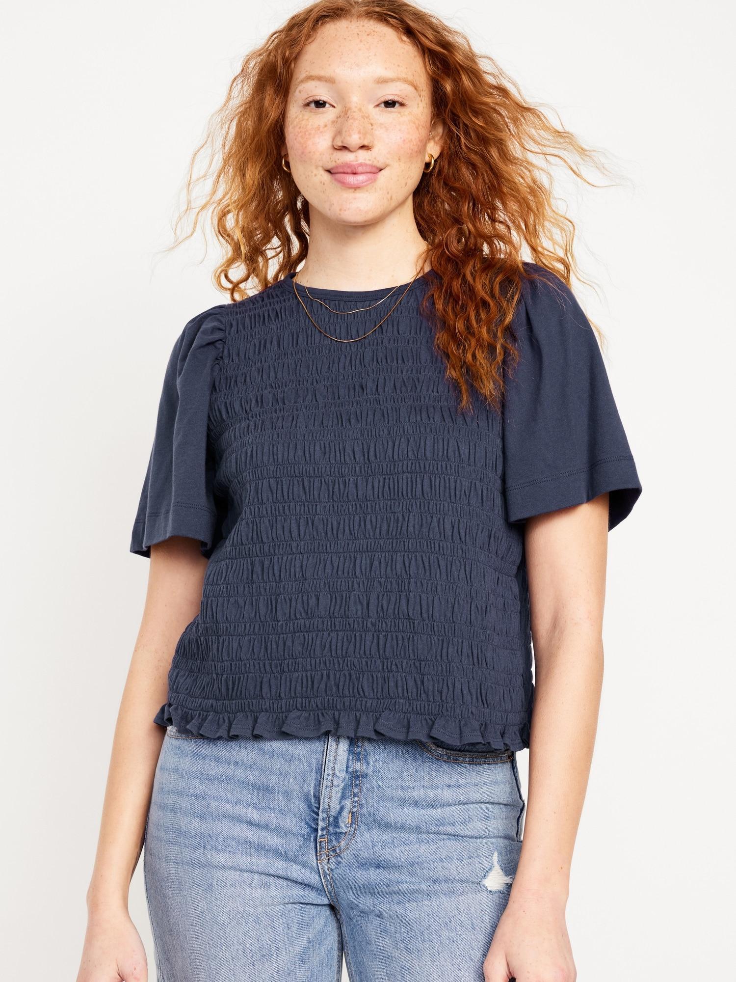 Short-Sleeve Smocked Top Product Image