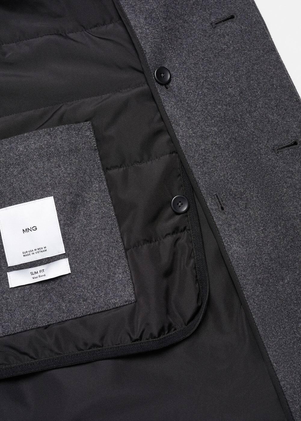 Wool funnel neck coat - Men | MANGO USA Product Image