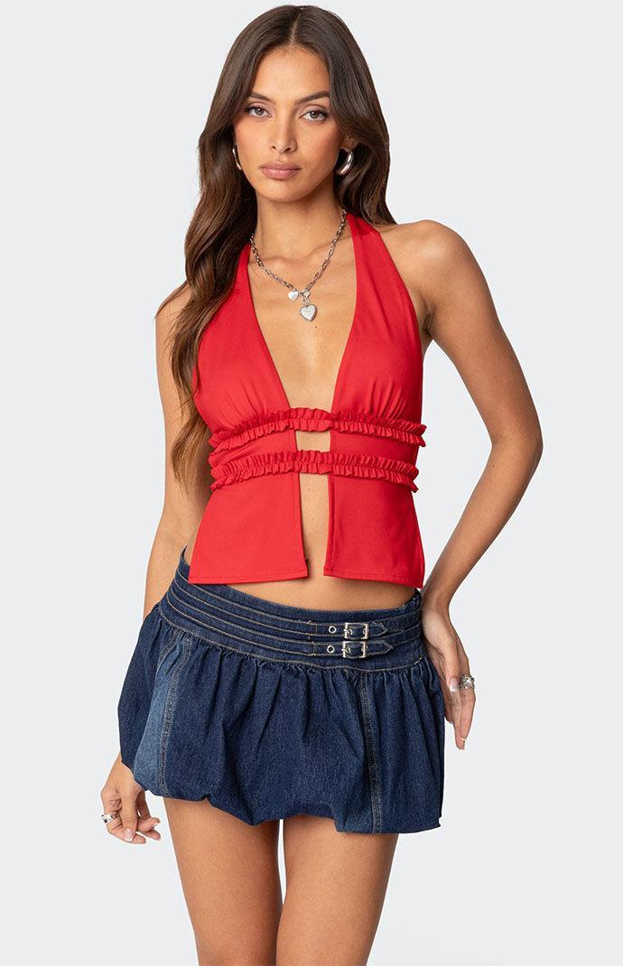 Edikted Women's Luma Split Front Backless Halter Top Product Image