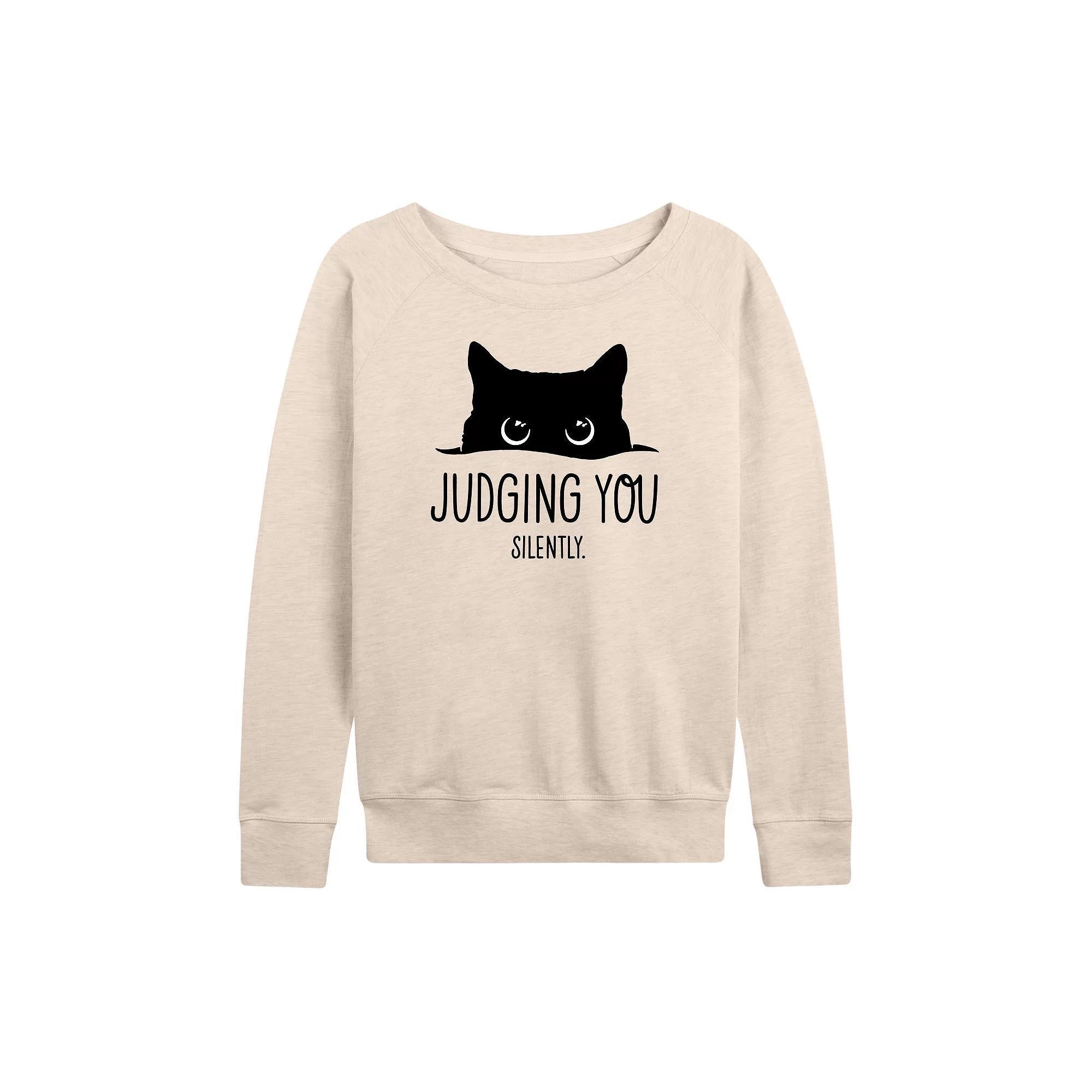 Womens Judging You Silently Cat French Terry Long Sleeve Tee Product Image