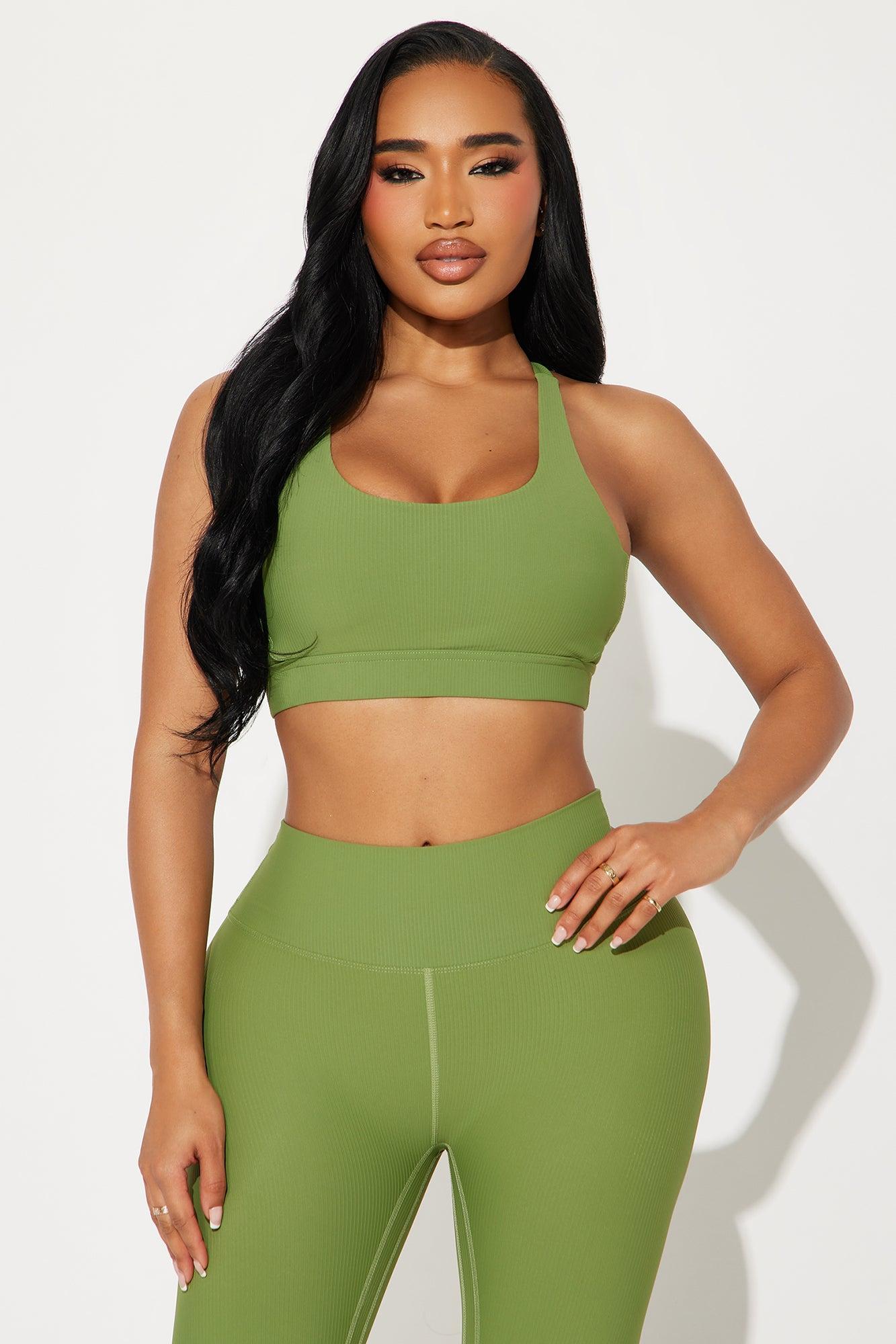 Pace It Ribbed Active Set - Olive Product Image